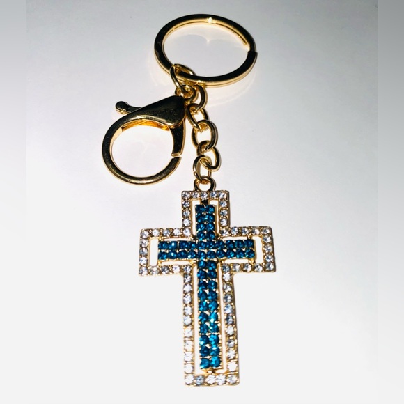 Blinged Rhinestone Cross Keychain - Picture 2 of 3